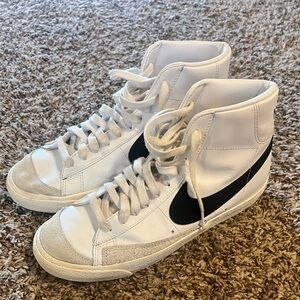Nike White and Black High-Top Sneakers
